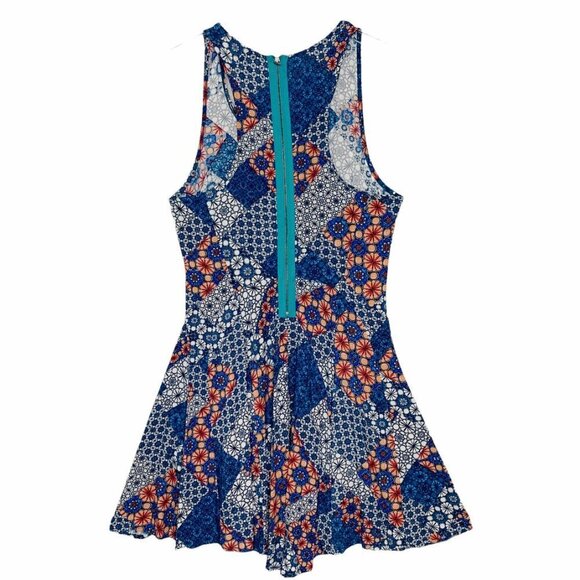 BEBOP Be you be free Dress Mini Turquoise Peach Tanks style Exposed zipper NEW - Picture 3 of 5